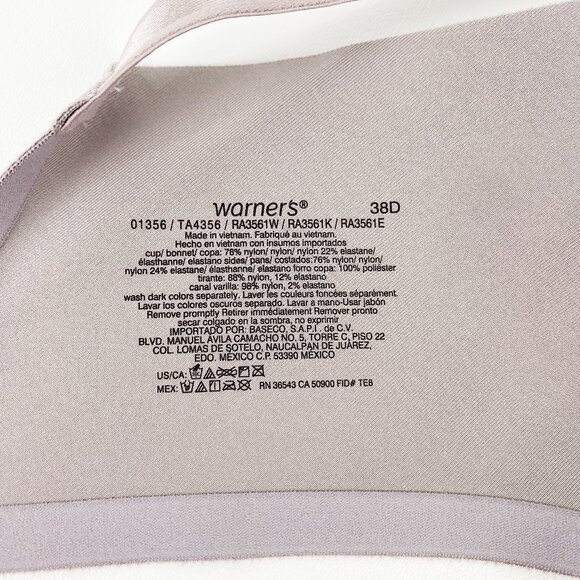 Women's Warner's Underwire Bra size 38D Light Purple Silky Fabric - Picture 6 of 6